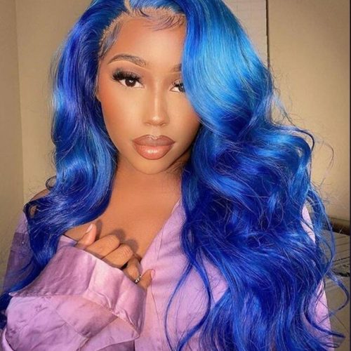 blue colored wig
